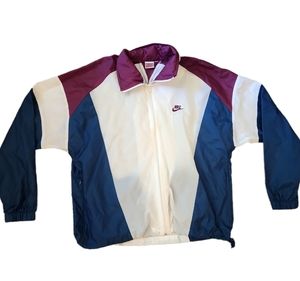 Vintage Mens Mid 90's Nike Windbreaker Size Large Track Jacket White Blue Red